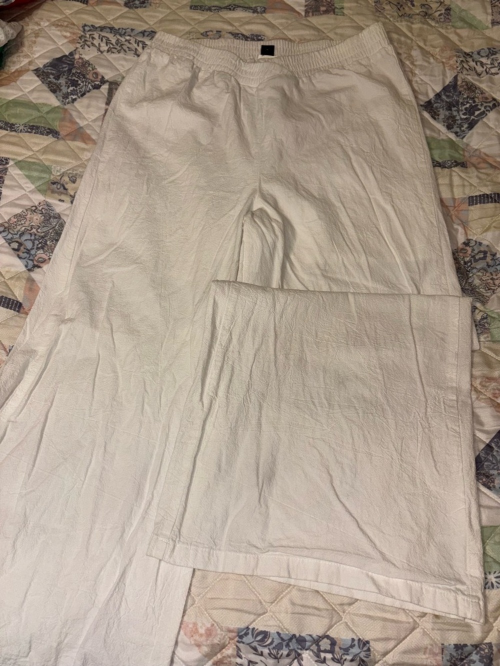 SHEIN White Wide-Leg Elastic Crossover Waist Trousers